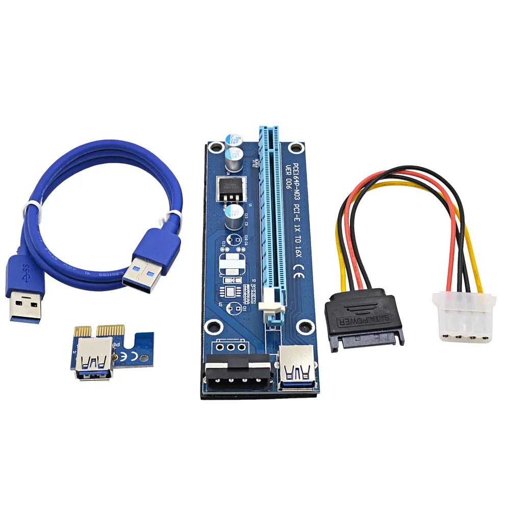 

Райзер-карта VER006S 0,6 M PCI-E, Райзер-карта PCI Express 1x до 16x, удлинитель USB 3,0, кабель передачи данных/SATA 4-контактный IDE шнур питания, 20 шт.