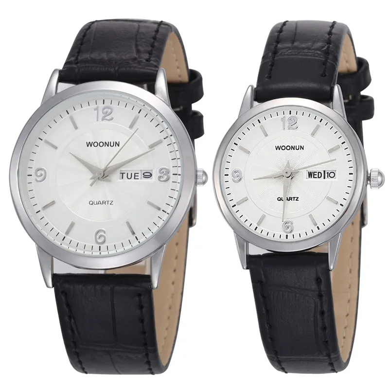 New Leather Strap Quartz Watches WOONUN Luxury Famous Brand Couple Watches For Lovers Ultra Thin Watches For Men Women Valentine