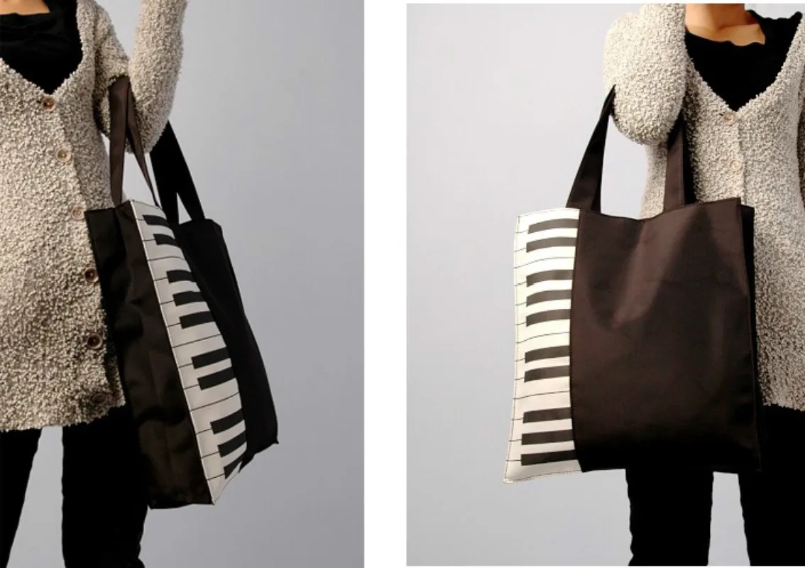 Сумка-тоут с японским пианино черная Модная креативная для музыки