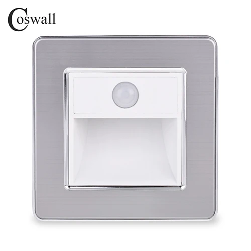 COSWALL Новое поступление крыльцо/коридор/Уголок/лестничная лампа Настенные подножки переключатель датчик человеческого тела лампа панель из нержавеющей стали - Цвет: Белый