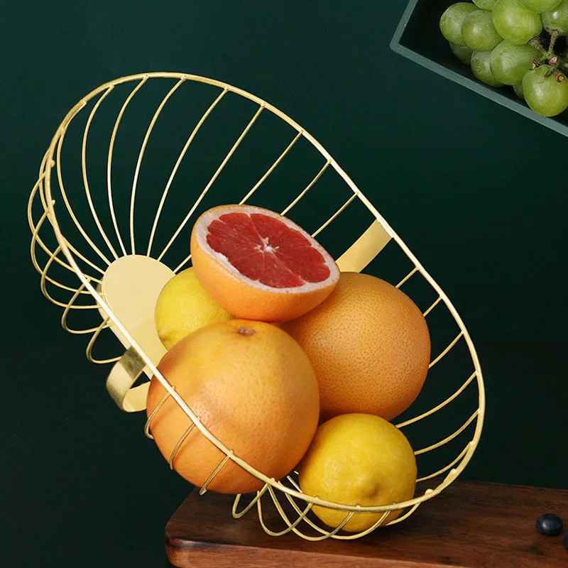 

Metal Fruit Vegetable Snack Tray Kitchen Container Drain Modern Snack Bowl Nordic Style Fruit Vegetable Storage Basket