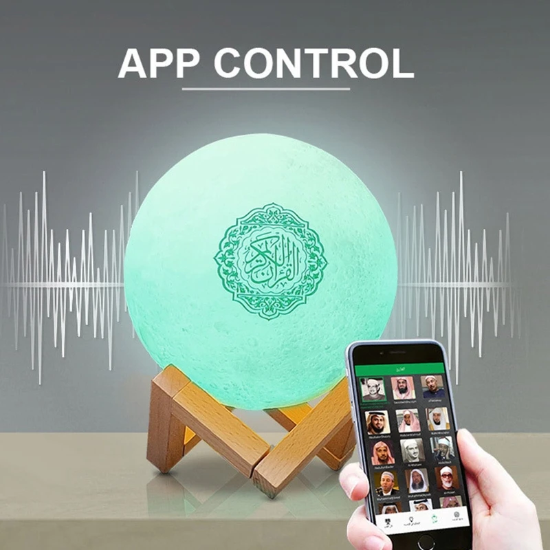 

Quran Bluetooth Speaker Moon Lamp with Support Shelf APP Control Night Light with Quran Recitation Translation M06 21