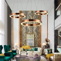 gold copper pendant lights circle ring suspension luminaire dining room modern nordic led hanging lamp kitchen bedroom fixtures