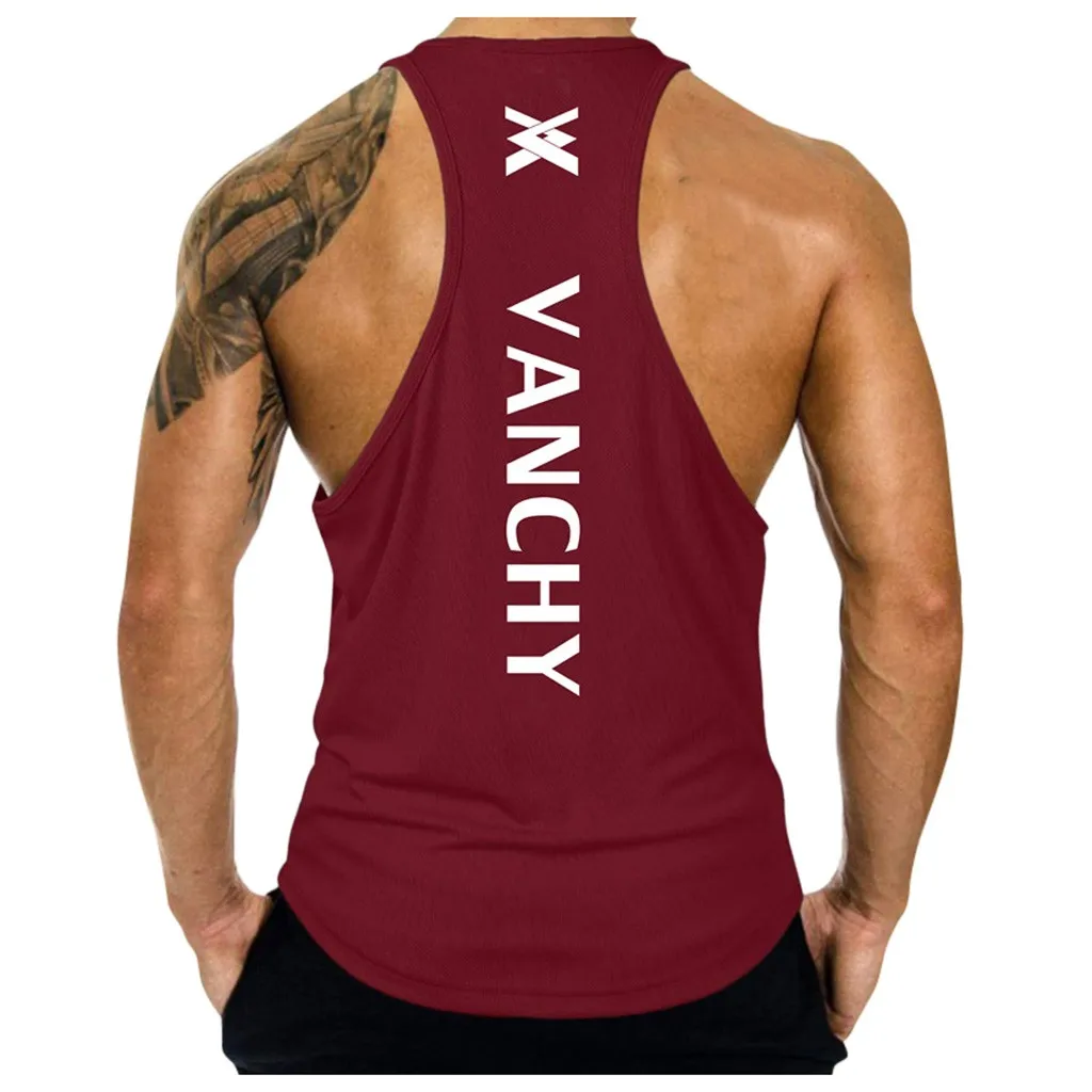 Unning жилеты для мужчин фитнес мышцы без рукавов принт буквы Бодибилдинг