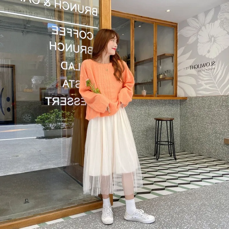 Свитер Neploe женский Универсальный с круглым вырезом милый Модный повседневный