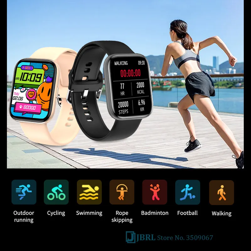 

2021 New Smart Watch Women Smartwatch Men Fitness Tracker 1.69inch IP68 Waterproof Electronics Smart Clock Bluetooth Smart-Watch