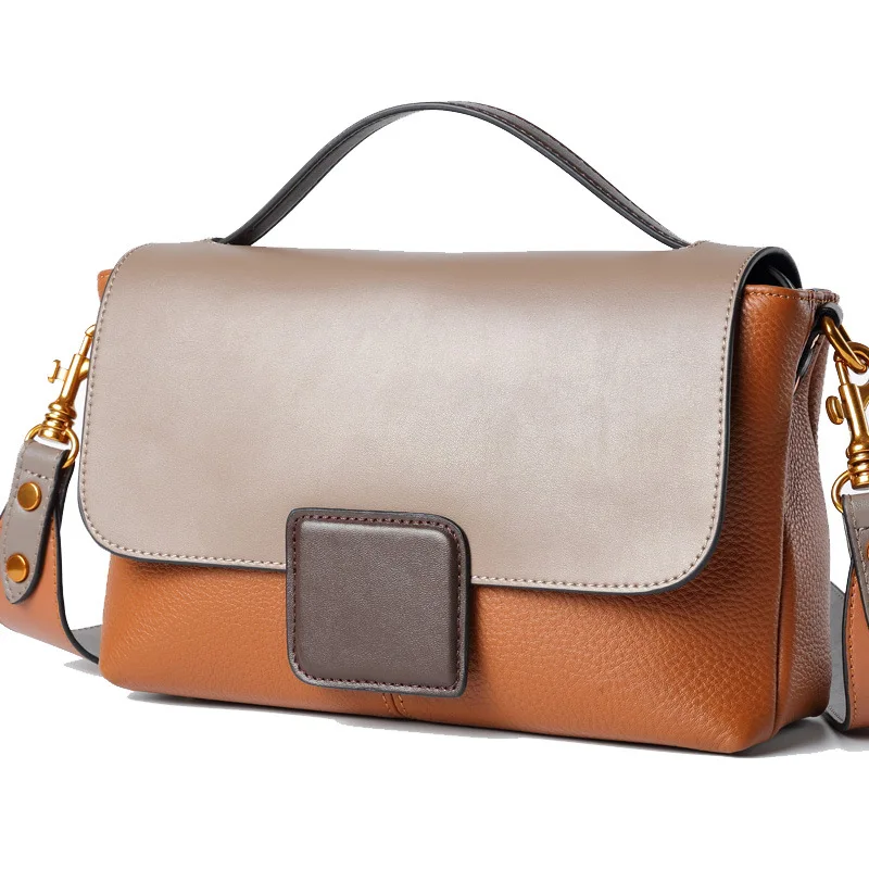 

Women Bag 2020 Genuine Leather Splicing Personality Fashion Designer Luxury New Handbags Crossbody Messenger Shoulder Bags