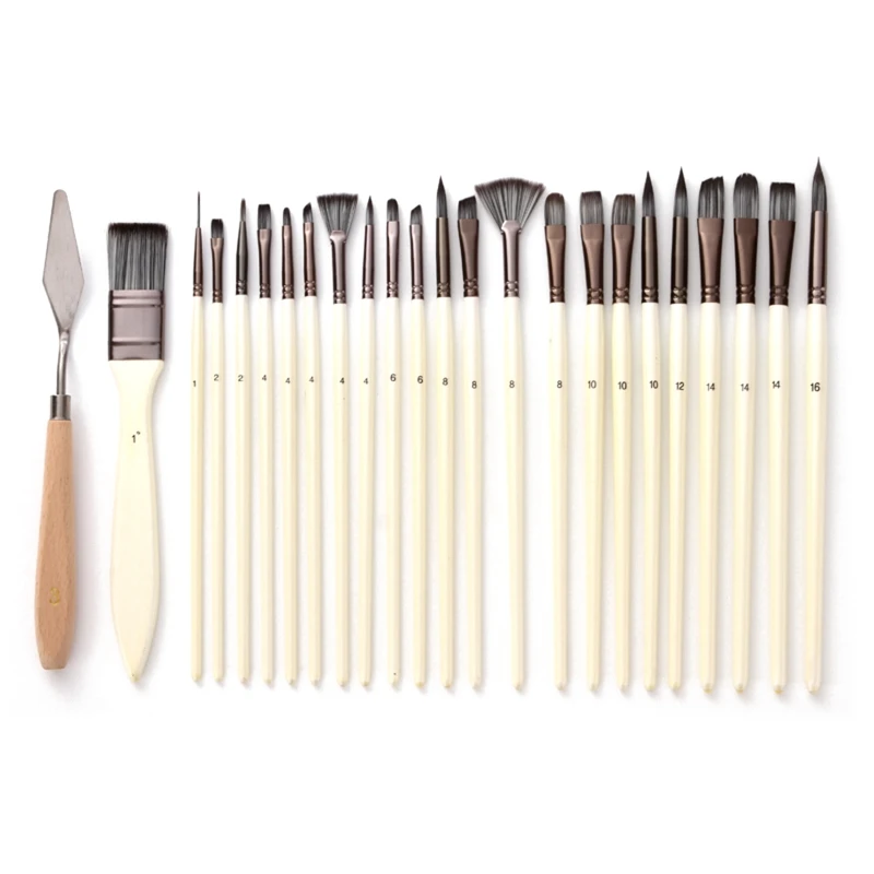 

Кисти нейлоновые для акварельной краски, с деревянной ручкой, 24 шт., набор скребков, масляная Акриловая картина
