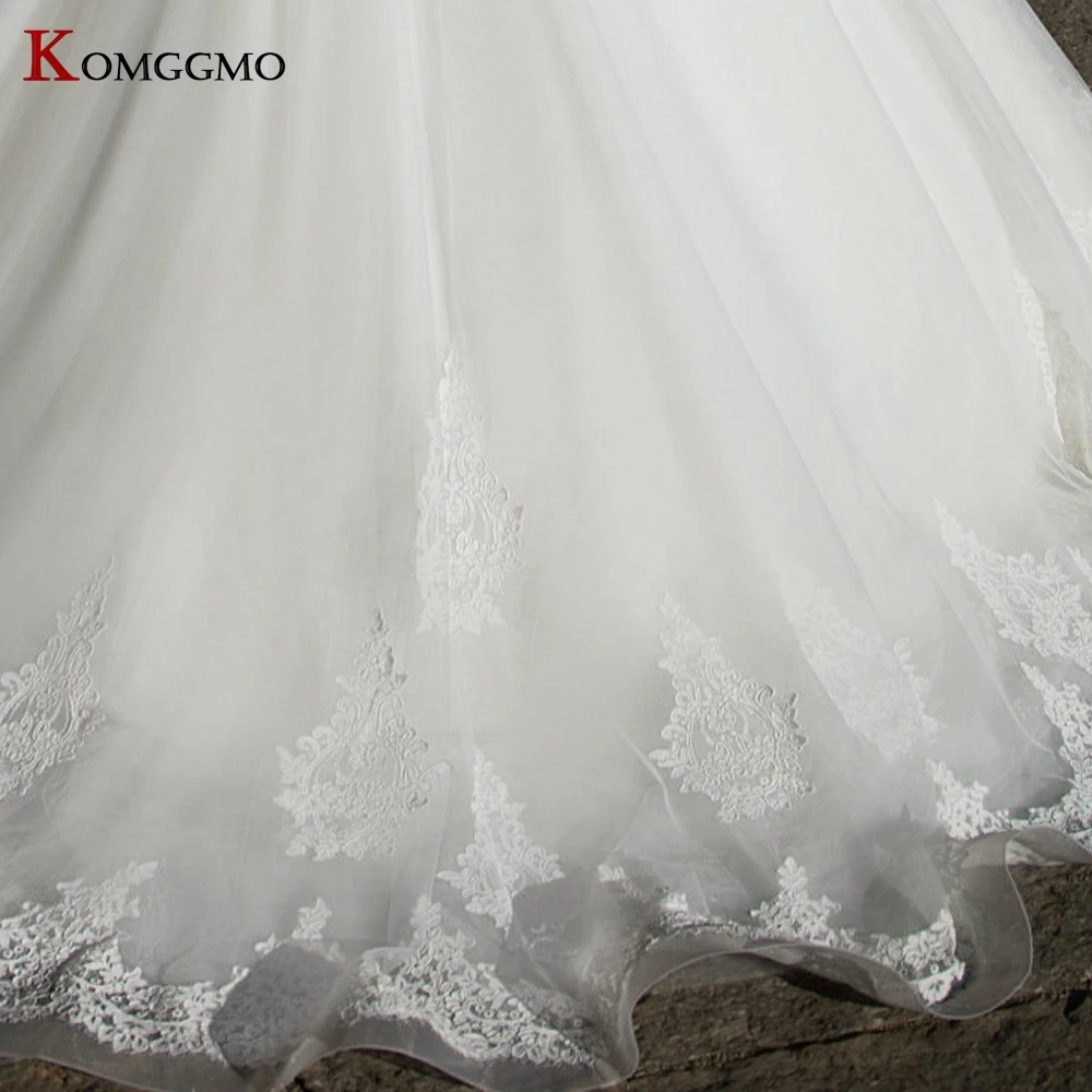 

Vestidos De Novia 2021 New Arrival Short Sleeve Illusion O-Neck Wedding Dress Elegant Chapel Train Lace Appliques Tulle Formal
