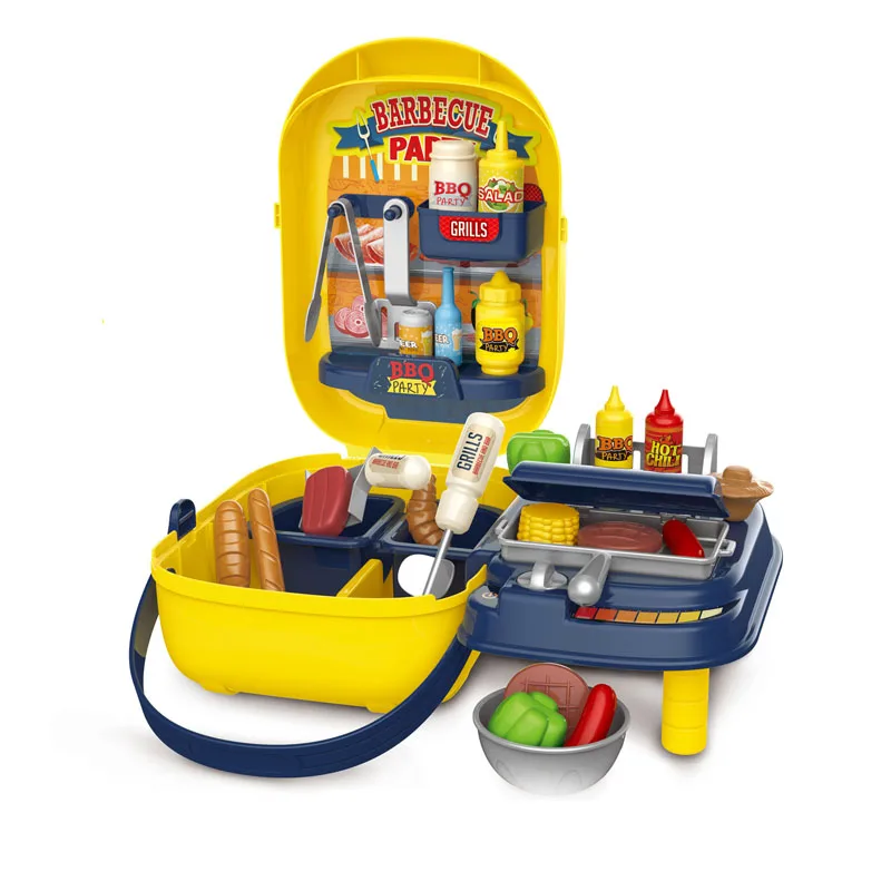 

DIY Painting Game Plastic 41Pcs Bbq Set Kids Toys Kitchen Set Pretend Play With Suitcase Design