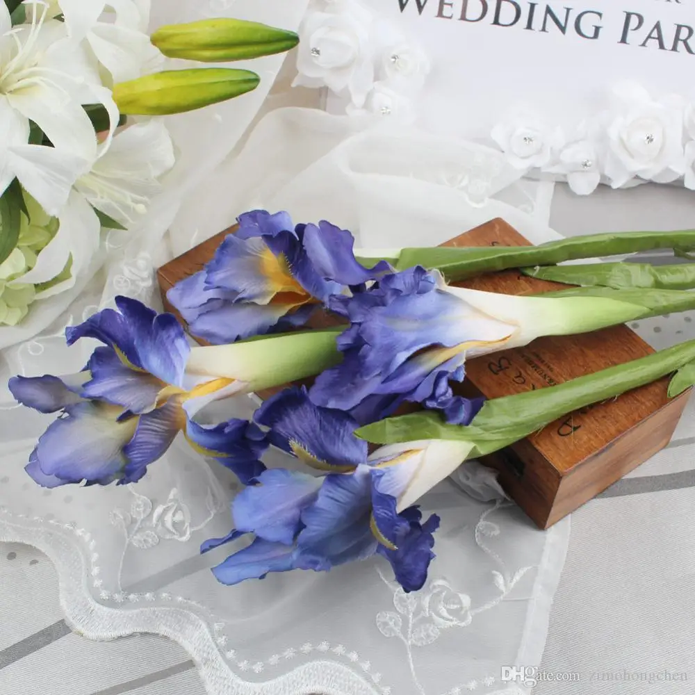 

6PIC /SET Artificial Flowers for Weddings Artificial Decorations Real Touch Iris Fake Home Decoration Party Supplie