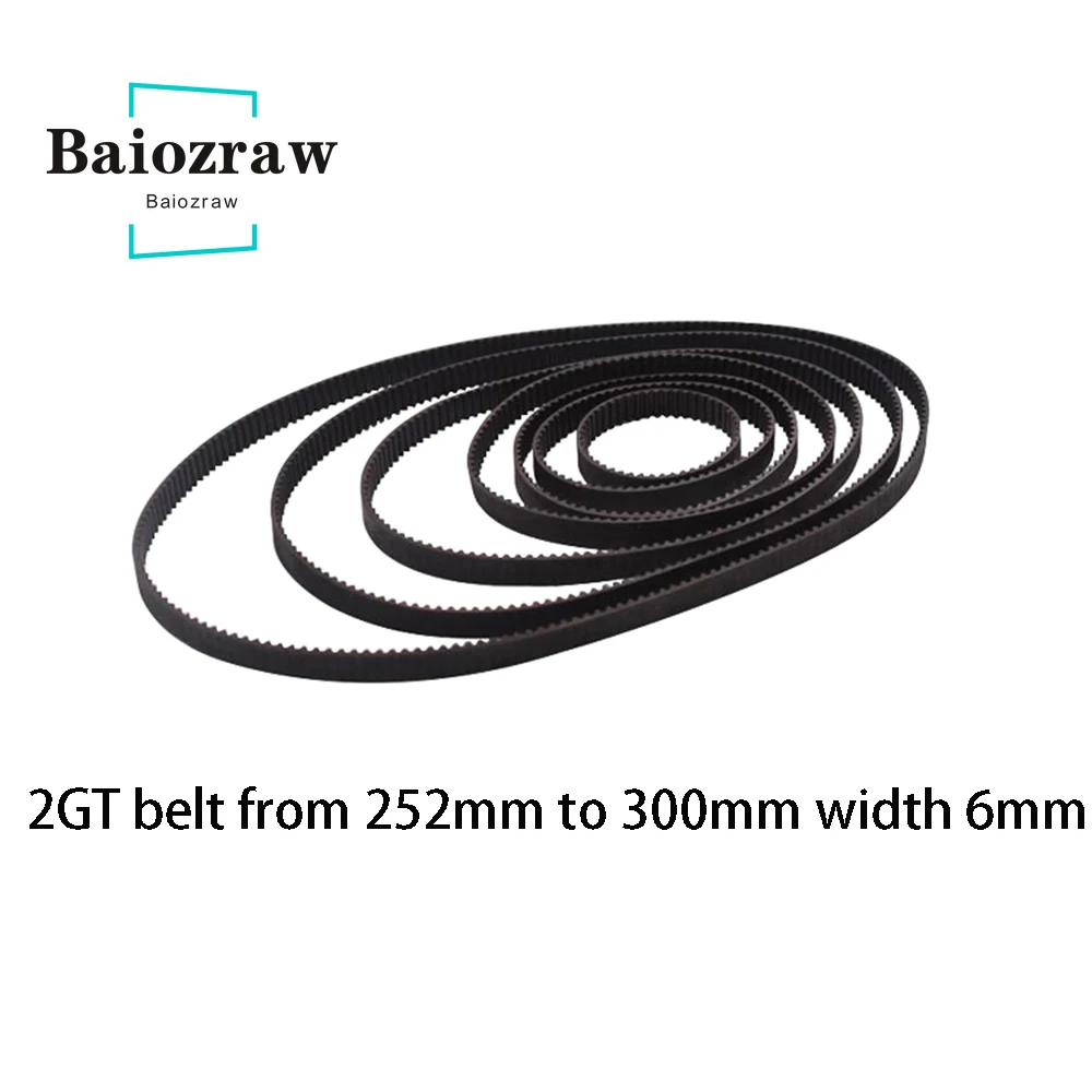 3D Printer Parts GT2 6mm Closed Loop Rubber Timing Belt 252 260 264 268 270 274 278 280 284 288 290 292 294 300mm 2GT 1pcs