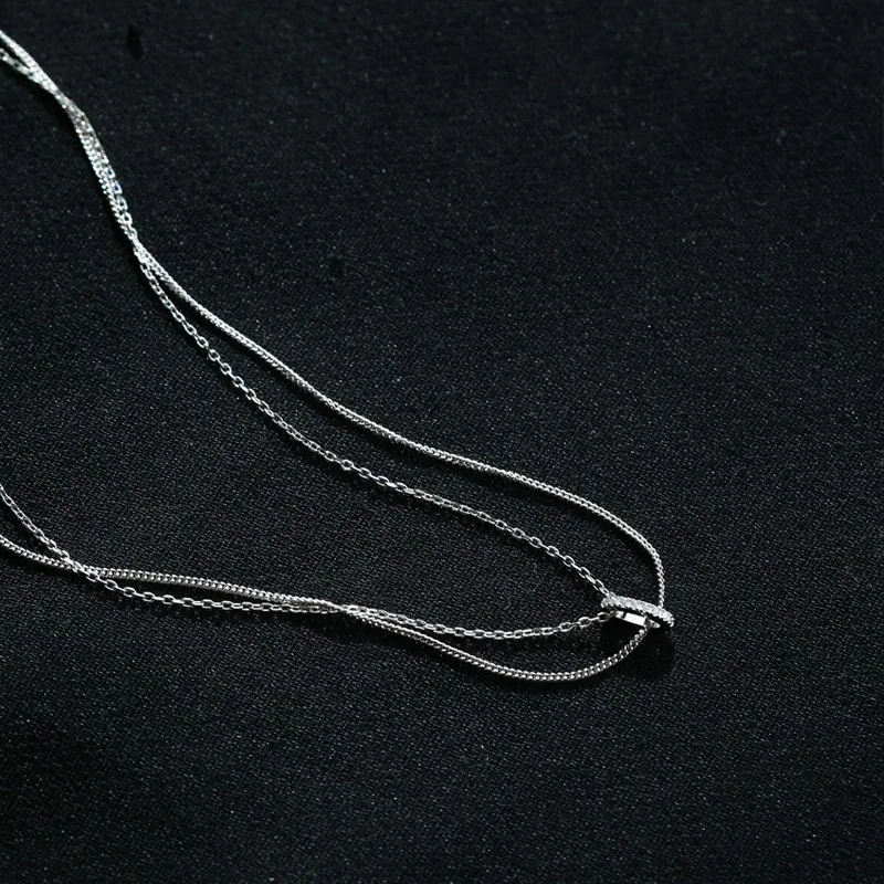 

Настоящие 925 пробы серебряные двухслойные круглые Чокеры изысканное колье ожерелья Изящные ювелирные изделия для женщин