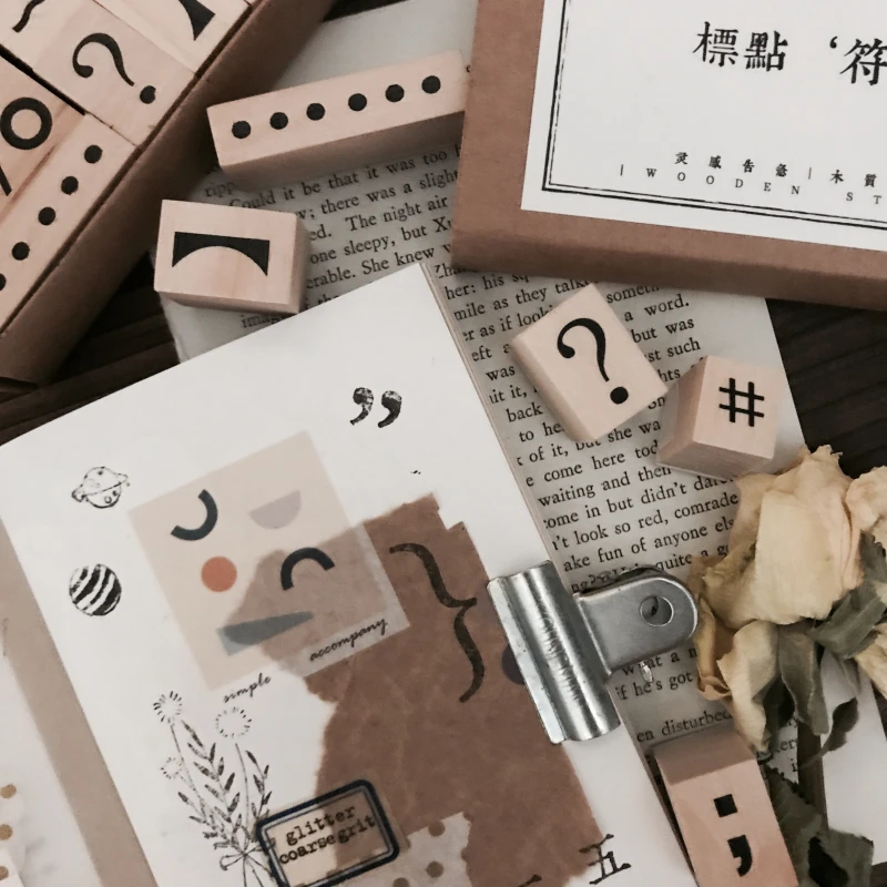 XINAHER 15pcs/set Vintage Punctuation stamp DIY wooden rubber stamps for scrapbooking stationery scrapbooking standard stamp