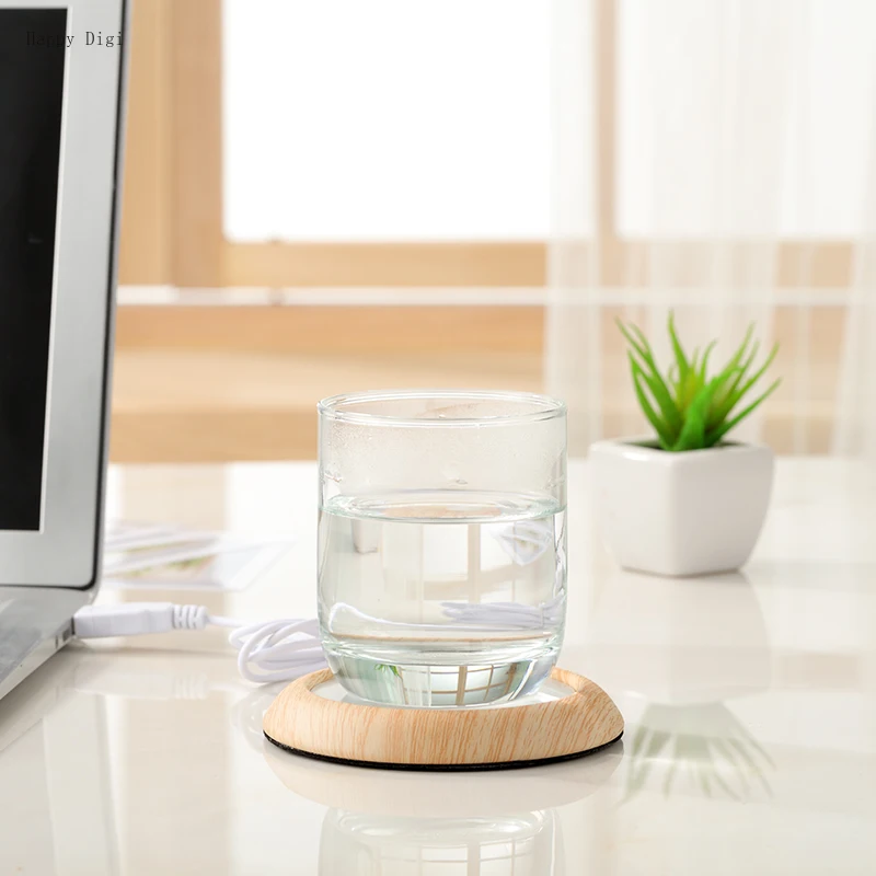 

Wood Grain Simple and Portable Heating Coaster Office Tea Cup Cup Warmer Cup Heater USB Thermal Insulation Base cool gadgets