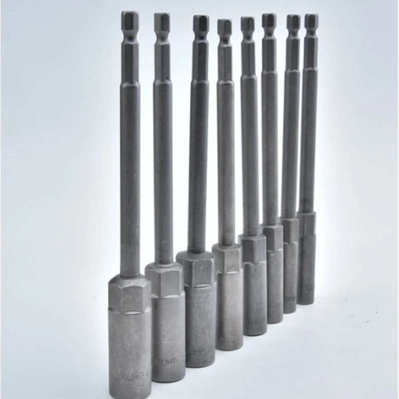 

Impact Drill Bar Wrench Extension 8Pcs Socket Adapter Set 8Pcs Power Nut Driver Long Metric 150mm 1/4 Inch Hex