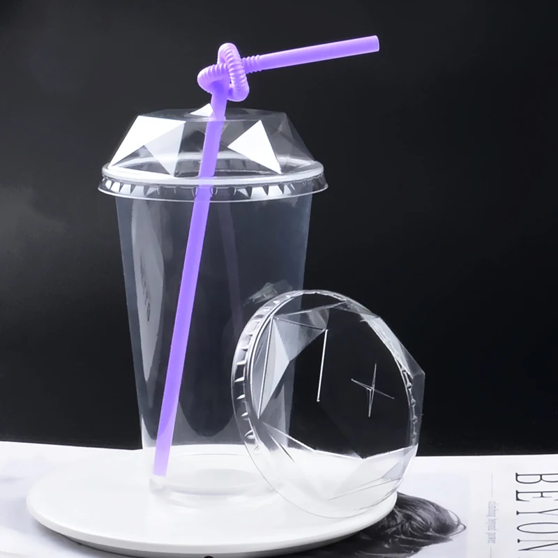 Taza de caf&eacute; desechable transparente, vaso de pl&aacute;stico con tapa, para zumo, t&eacute;, fiesta, recuerdo de cumplea&ntilde;os, 400ml/500ml/600ml, 50 Uds.-2