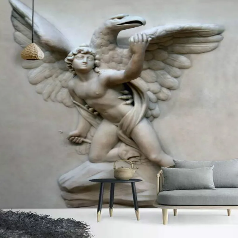 Photo Wallpapers for Home Improvement Living Room Background 3D Three-dimensional Embossed Sexy Flying Angel Mural Wall Paper |