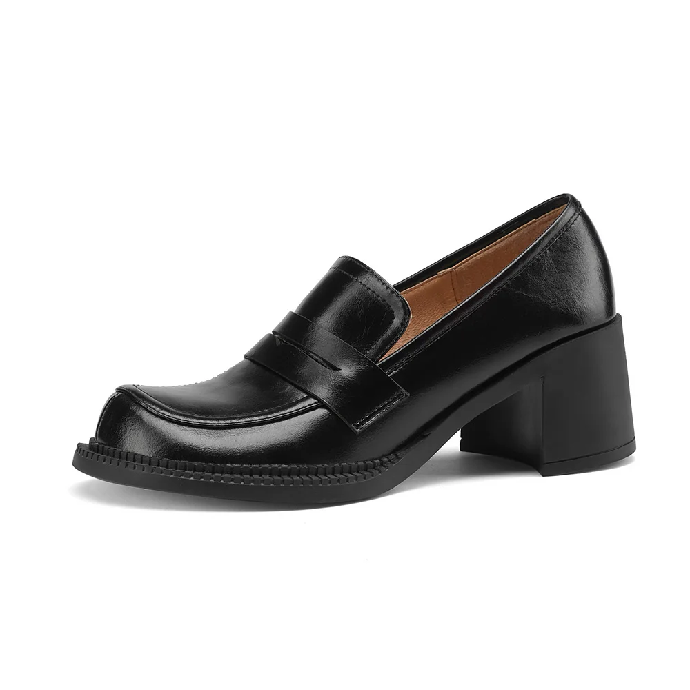 

Туфли-лодочки Acedichy женские из натуральной кожи, офисные мягкие строгие туфли-лодочки с круглым носком и толстым каблуком 55 мм в Корейском ст...