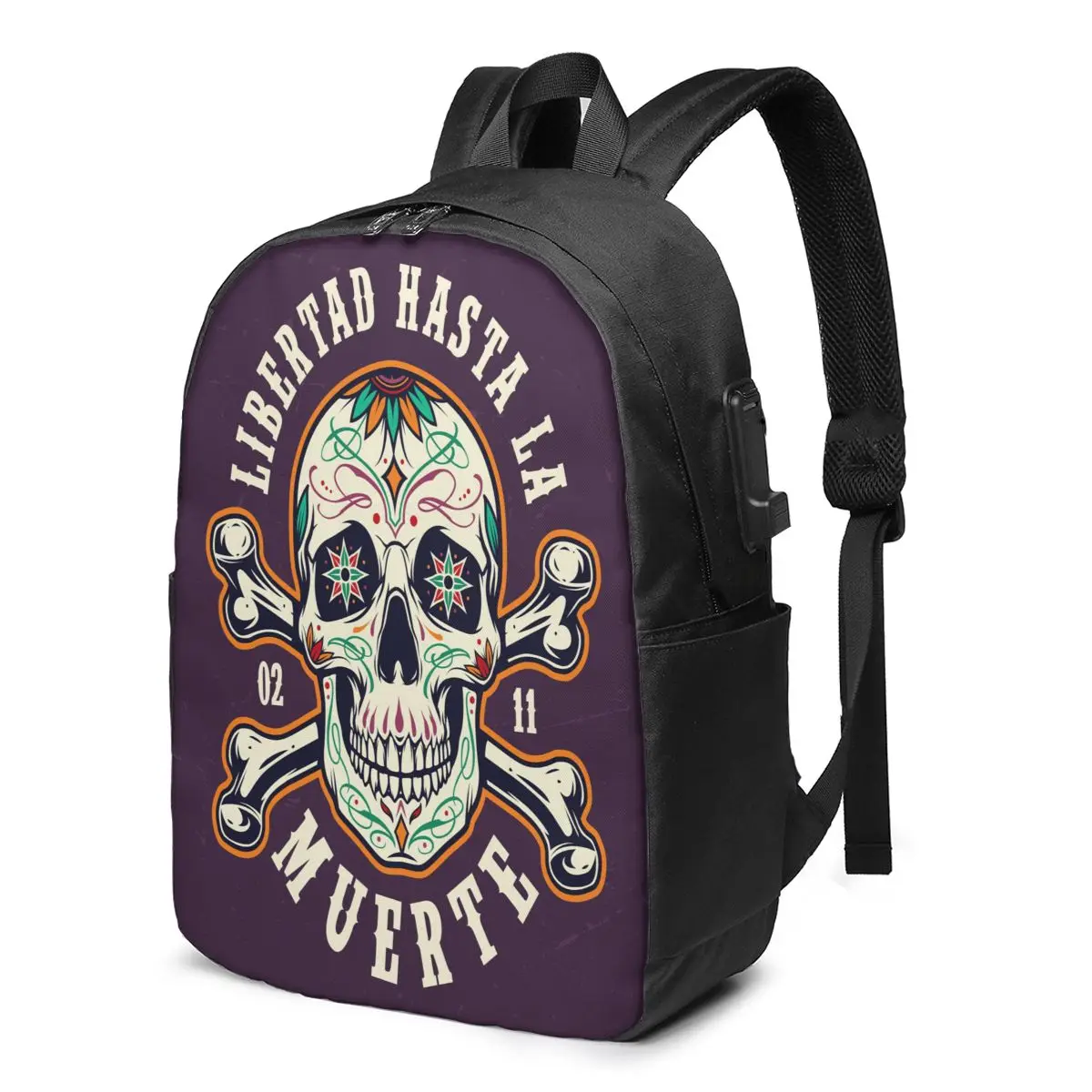 

Модный разноцветный рюкзак Dia De Los Death Badge, школьный рюкзак для мальчиков и девочек-подростков с USB-зарядкой и отделением для ноутбука