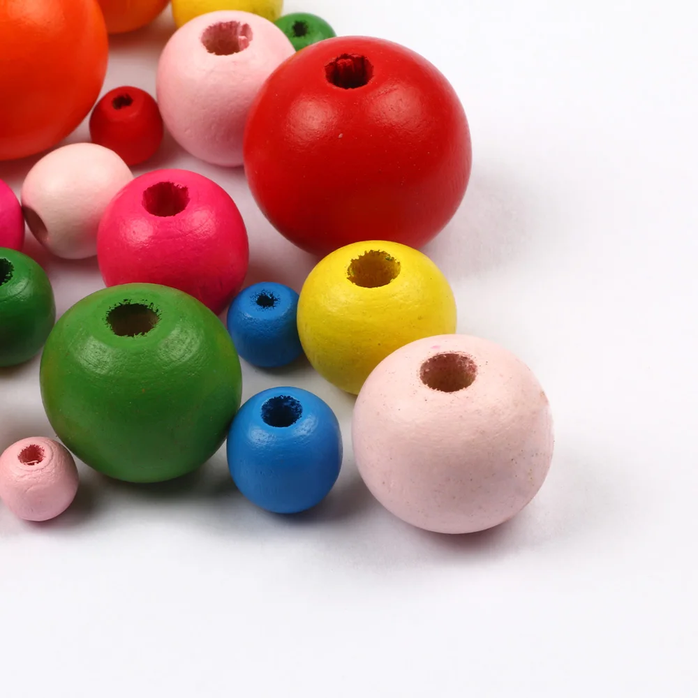 

Color Mixed Natural Wood Beads 6-25mm Round Loose Spacer Beads For Jewelry Making DIY Handmade Charm Jewelry Accessories