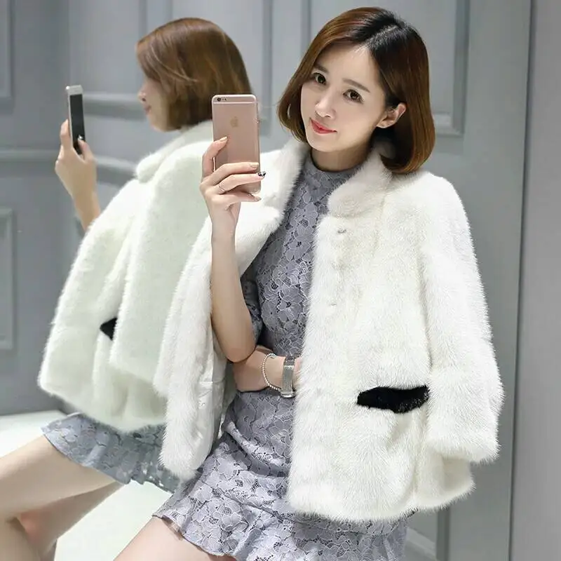 Winter 2020 imported mink fur short female and female mink whole mink fur coat Slim wild fashion stand collar coat