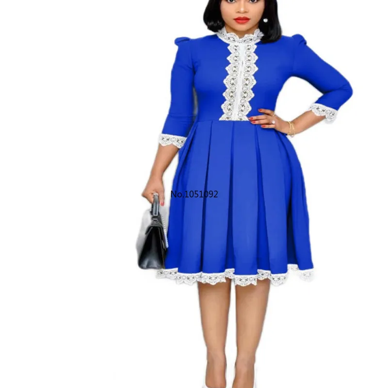 Винтажное кружевное платье трапециевидной формы в стиле пэчворк Повседневное с