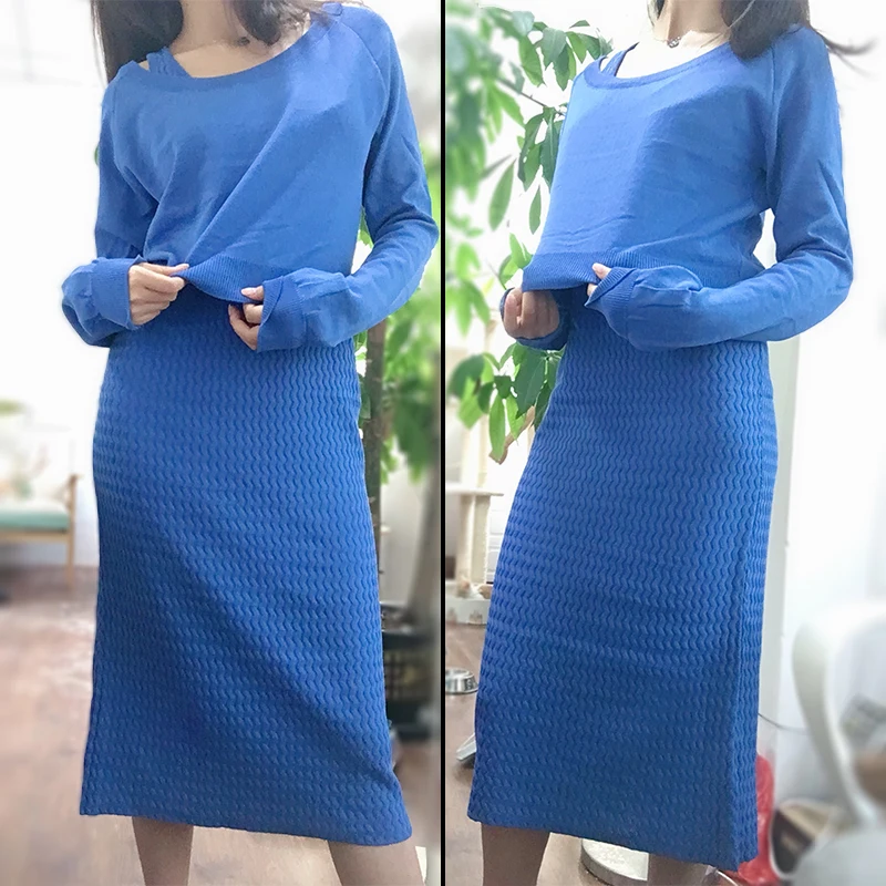 SINGRAIN осенний женский свитер + платья на завязках теплые длинные вязаные свитера