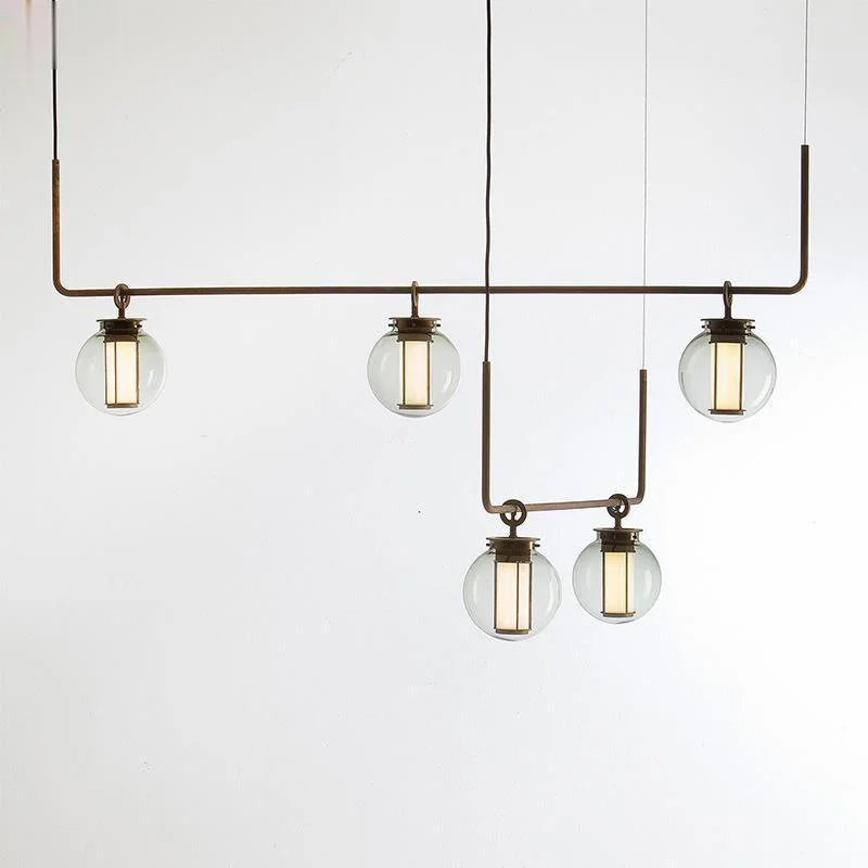 Северная Европа ретро кафе стеклянная светодиодная люстра G9 из черного металла