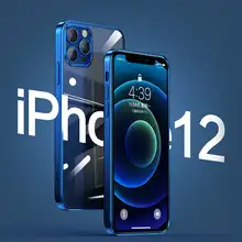 Luxury Square Frame Plating Clear Phone Case For iPhone 12 11 Pro Max Mini X XR XS 7 8 Plus SE 2020 Transparent Silicone Cover