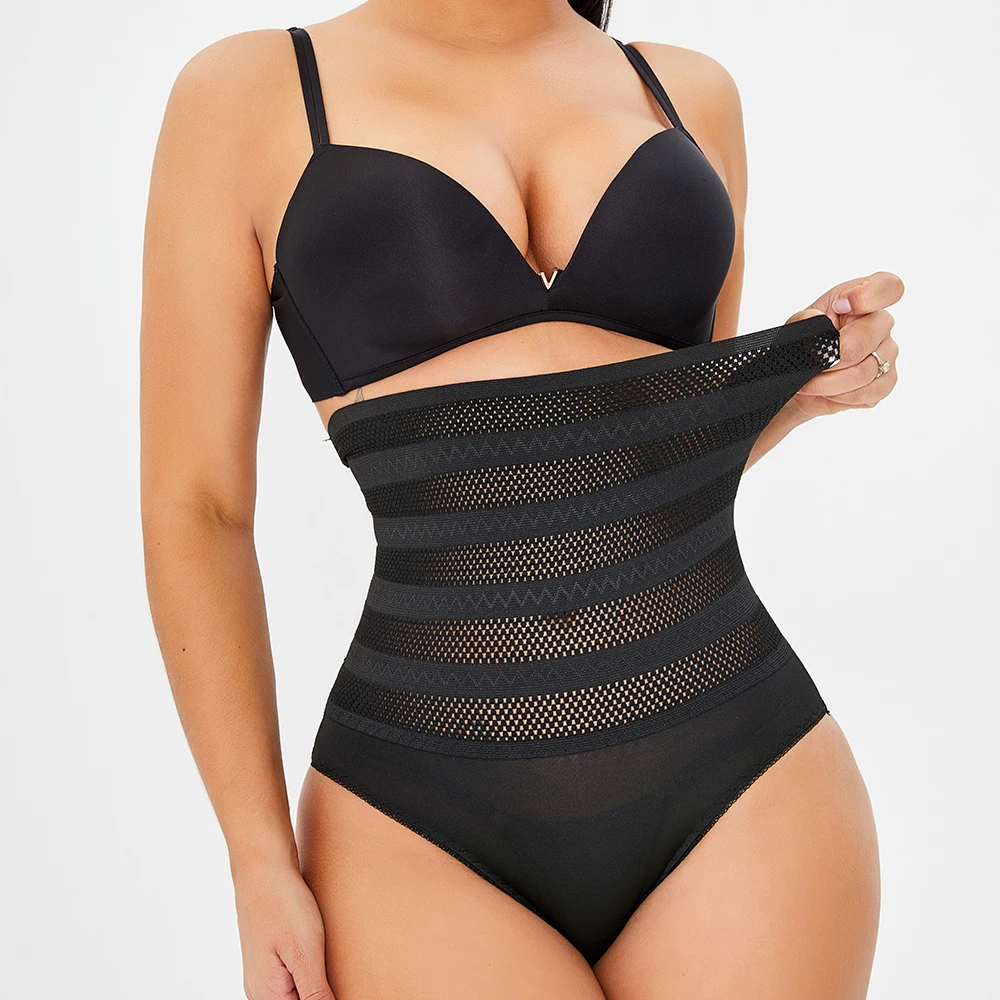 

Women High Waist Butt Lifter Seamless Thong Shapewear Mesh Check Perspective Body Shaper Slimming Underwear Sexy Short Panties