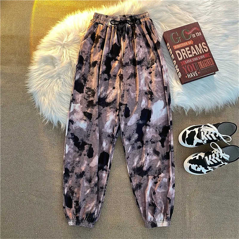 

Duckwaver Baggy Tie-Dye Harem Pants Women Big Size M-2XL High Waist Trousers Casual Quality Long Pants Pantalones de mujer 2021