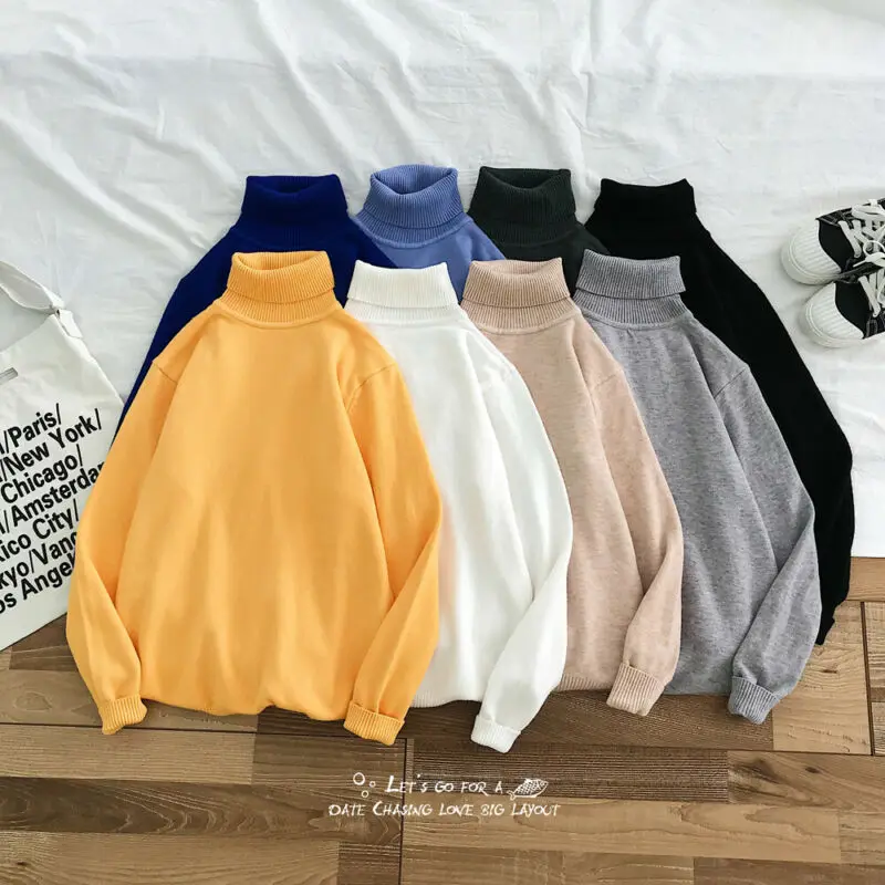 Мужской трикотажный свитер с высоким воротом 8 цветов|Джемперы| |