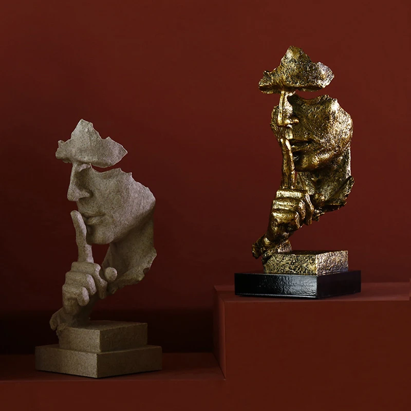 Скандинавская бронзовая маска из смолы статуя тишина-это золотые статуэтки