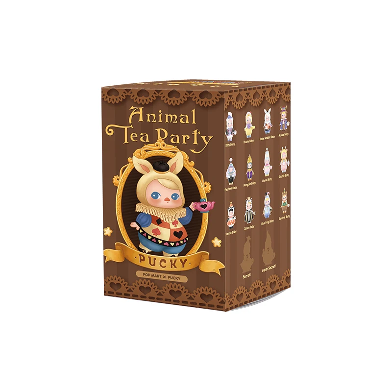 Caja sorpresa Original de la serie de fiesta de t&eacute; de animales PUCKY de POPMART, modelo de juguetes de caja ciega, con estilo, figura de Anime bonita, caja de regalo-5