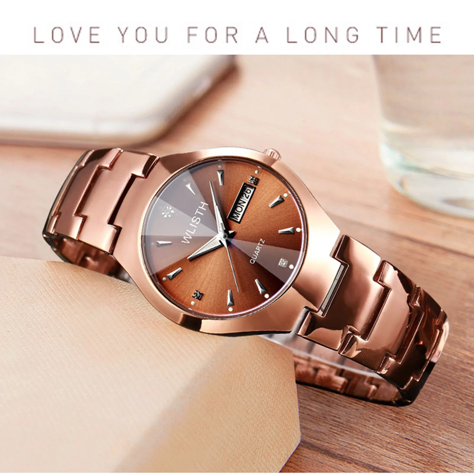 

Couple Watch Fashion Stainless Steel Lovers Watch Quartz Wrist Watches For Women & Men Analog Wristwatch Valentine's Day Gift