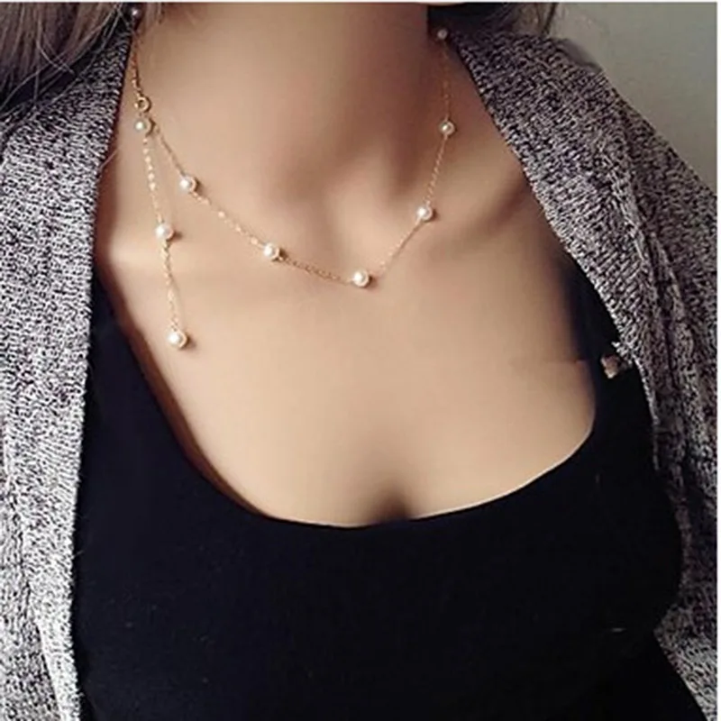 Ожерелья с подвеской из искусственного жемчуга для женщин цепочка ключицы