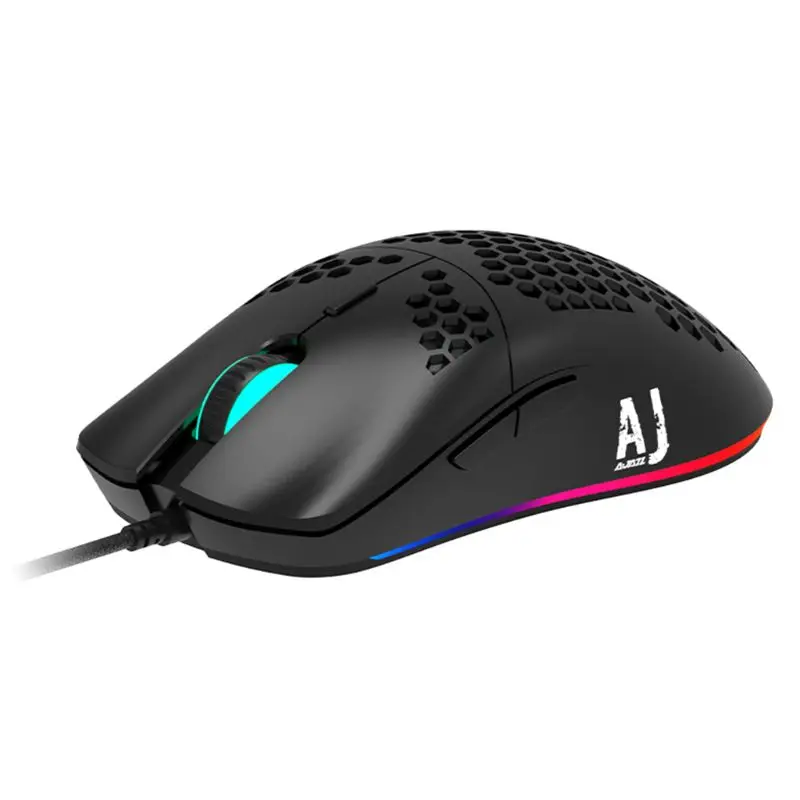 

AJ390 Lightweight Wired Mouse Hollow-out Gaming Mouce Mice 6 DPI Adjustable 7Key QX2B