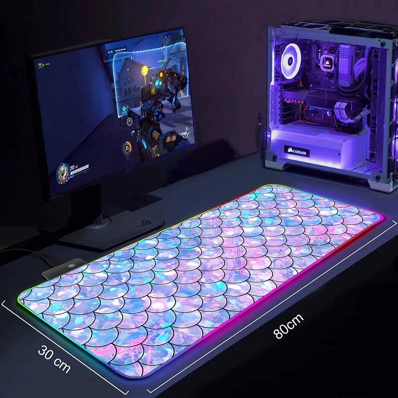 

Коврик для мыши «русалка», игровой коврик для мыши, RGB, для компьютера, настольного компьютера