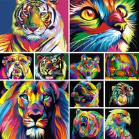 diy 5d diamond painting cross stitch mosaic embroidery decorative painting full square diamond color animal tiger lion eagle cat