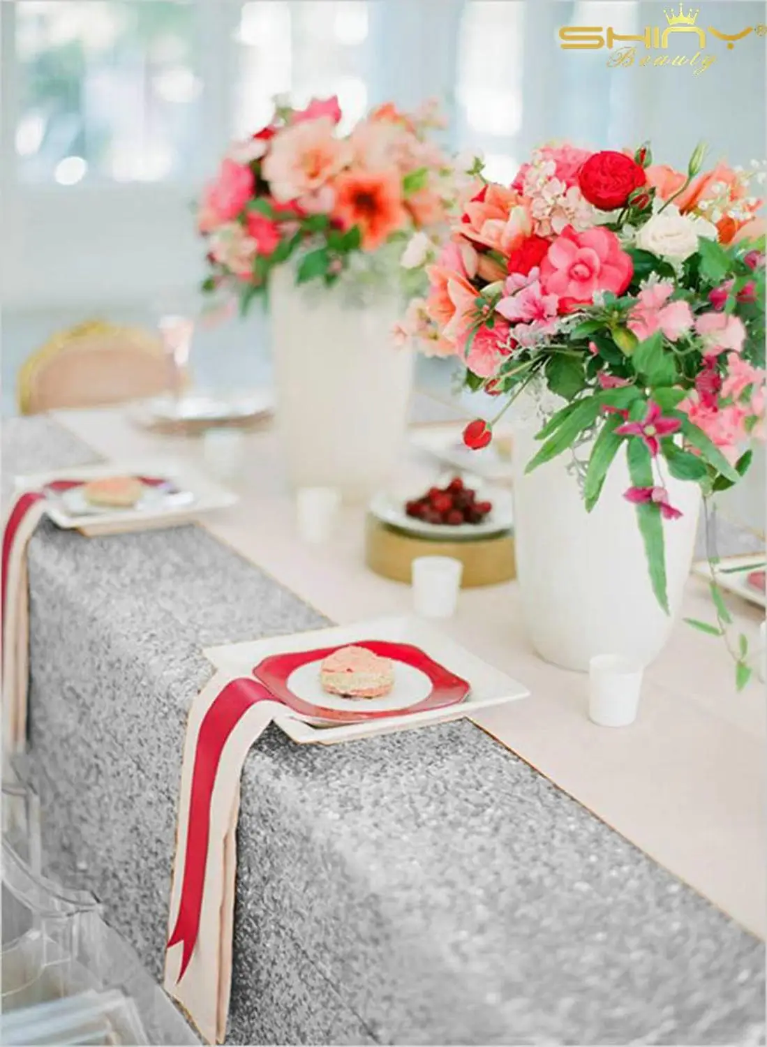 Mermaid Sequin Tablecloth 50x72-Inch Silver Rectangular Tablecloths Fabric Table Cloth for Wedding/Birthday/Party Decor | Аксессуары для