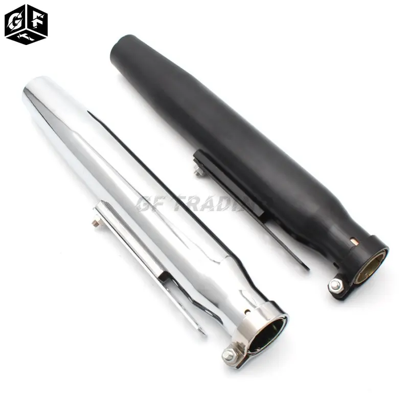 Chrome/black Universal for Harley Bobber Chopper Cafe Racer Racing Motorcycles Tapered Slip-On Metal Exhaust Muffler Pipe