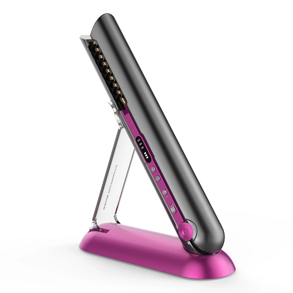 Professional Ceramic Flat Iron 2 in 1 Cordless Hair Straightener and Curler Rechargeable wireless Straightene