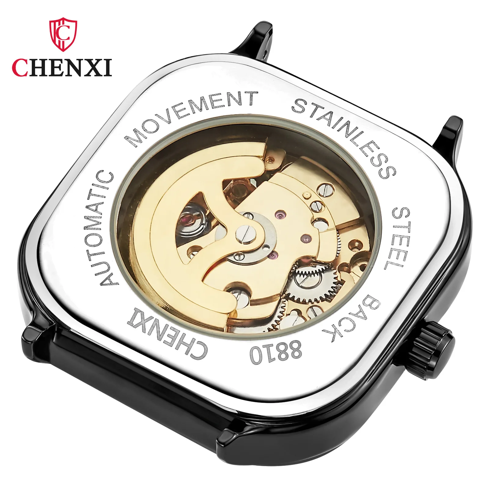

Luxury Men's Business Watches Square Mesh Belt Creative Watches Hollow Automatic Mechanical Watch Leather Watch Waterproof