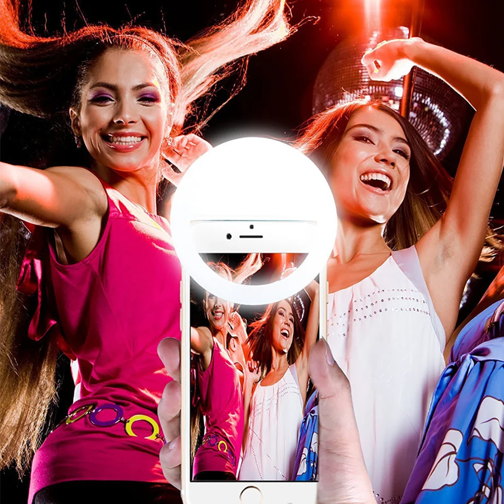 

Universal Selfie Lamp Mobile Phone Lens For iPhone 8 7 6 Plus Samsung Portable Flash Ring 36 LEDS Luminous Ring Clip Light