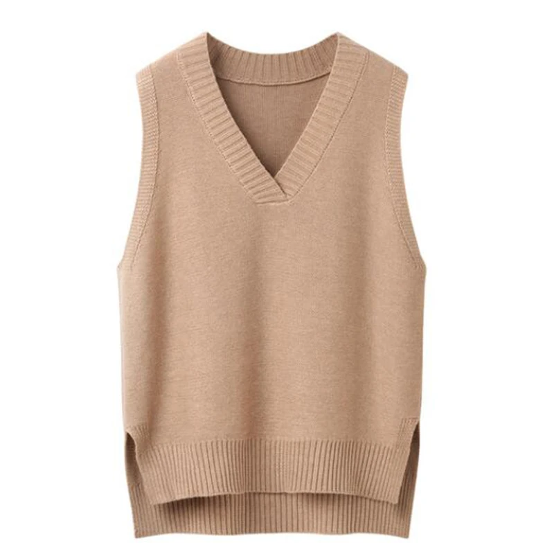 Элегантный дизайн вязаный жилет с v образным вырезом осенне зимний свитер