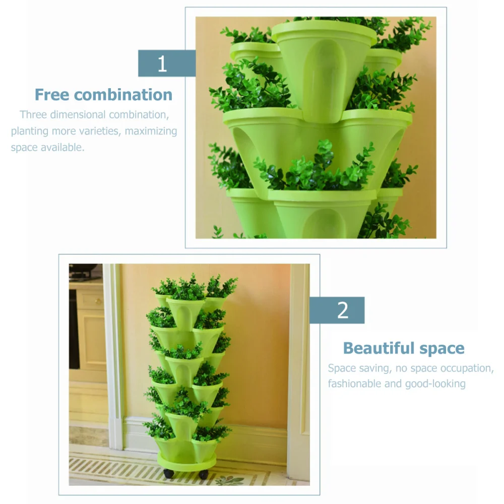 

1 Set of 6pcs Flowepot Multilayer Stacking Cultivation Pot Vegetable Melon Fruit Strawberry Planting Pot - 1pc Tray and 5pcs Pot