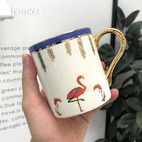 classic flamingo ceramic mug gold handle mug coffee cup simple modern home coffee milk fruit tea water cup gift between friends