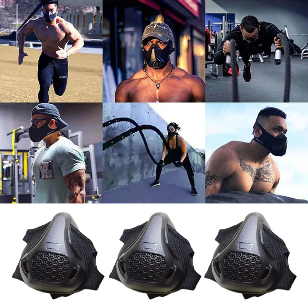 

Sports Ski Face Black Mask Fitness Running Plateau Riding Training Mask High Altitude Mask for Aerobic Running Cycling Face Mask