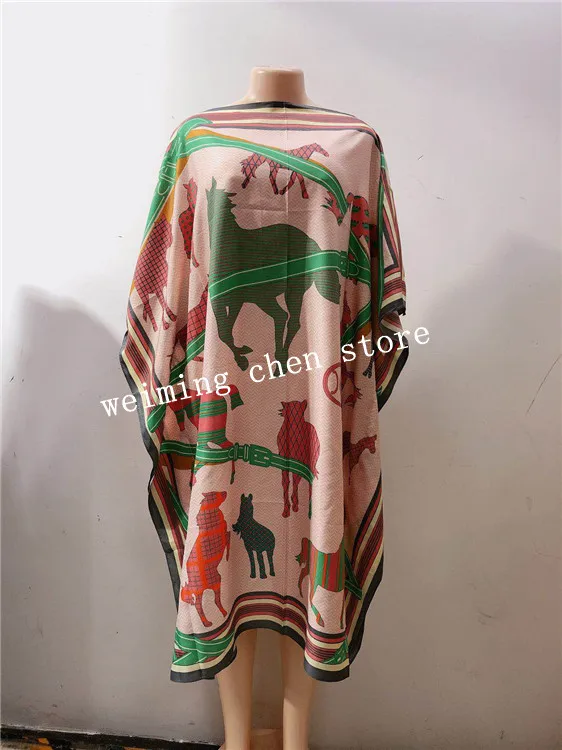 3 цвета (длина платья 102 см бюст: 136 см) Новое шелковое платье с Африканским принтом